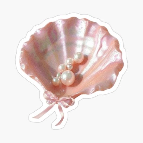 Get my art printed on awesome products. Support me at Redbubble #RBandME: https://www.redbubble.com/i/sticker/Coquette-Shell-with-pearls-and-bow-by-Pixiedrop/164905849.EJUG5?asc=u Cute Coquette Stickers, Coquette Stickers Png, Bows Stickers, Pink Aesthetic Stickers, Coquette Stickers, Shell Sticker, Jewelry Stickers, Bow Sticker, Tela Iphone