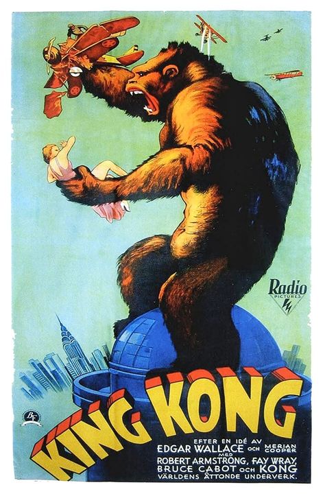 King Kong (1933) Vintage Film Posters, King Kong 1933, Fay Wray, Film Posters Vintage, Adventure Art, Poster Minimalist, B Movie, Vintage Film, Vintage Advertisement