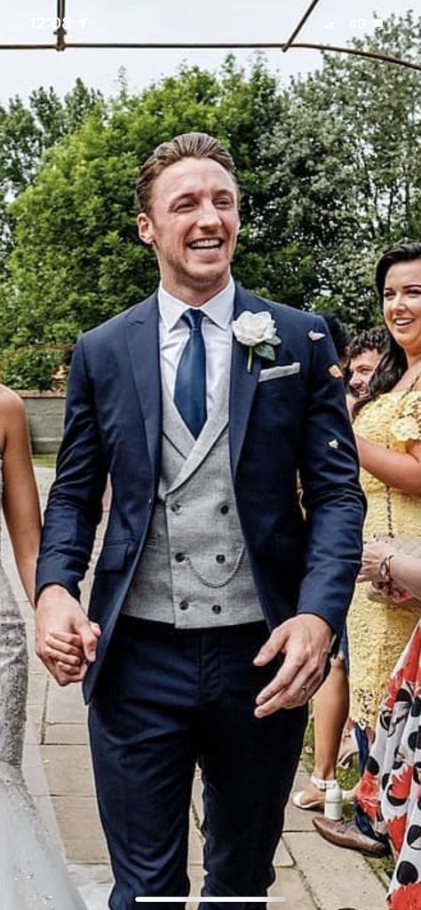 Blue Grey Wedding Suit, Navy Blue Wedding Tuxedo Groom Suits, Tuxedo Waistcoat Men, Navy Suits For Men Wedding, Dark Blue Tuxedo Wedding Groom, Wedding Suits Men 2023, Navy Grooms Suit, Navy Suit Wedding Party, Dark Navy Wedding Suit