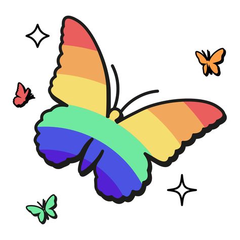 Pride Drawings Easy, Pride Sketches Easy, Pride Doodles, Pride Month Art Drawing, Lgbtq Drawing Ideas Easy, Lgbtq Mandala Art, Pride Clipart, Pride Butterfly, Watercolor Painting Easy