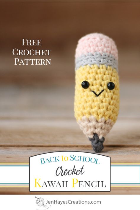 Say hello to the Crochet Kawaii Pencil! This adorable pencil is the perfect little beginner-friendly project that would be so fun as a thank you for teachers and friends, or add a keychain and hang it from your favorite bag! #crochetpencil #freecrochetpattern Crochet Gifts For Teachers, Pencil Crochet Pattern, Pencil Crochet, Random Crochet, Crochet Teacher Gifts, Kawaii Pencil, Crochet Pencil, Hats Crochet, Gifts Crochet