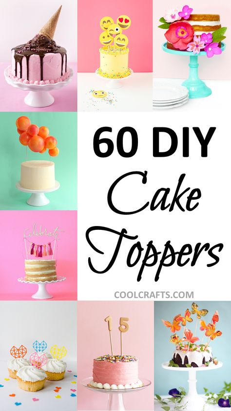 60 DIY Cake Toppers, http://www.coolcrafts.com/diy-cake-toppers/ Diy Cake Decorating Birthday, Diy Cake Toppers, Diy Wedding Cake Topper, Diy Cake Topper Birthday, Diy Birthday Cake, Diy Wedding Cake, Sweet 16 Cakes, Diy Cupcakes, Diy Cake Topper