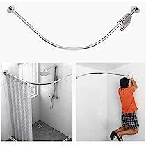 Check this out! Corner Shower Curtain, Corner Shower Curtain Rod, Curved Shower Rod, Small Dressing Rooms, Bathroom Bathtub, Rod Rack, Shower Curtain Rod, Corner Space, Inspired Interiors