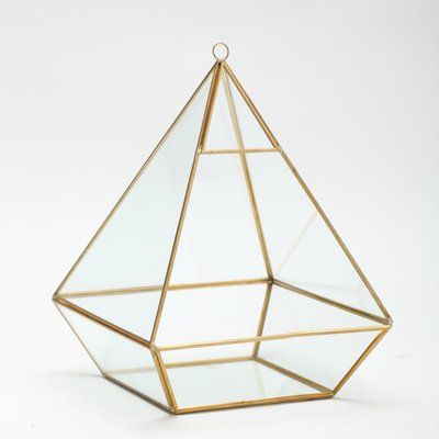 Wrought Studio Newington Geometric Pyramid Terrarium Display Pyramid Terrarium, Gold Terrarium, Moss Rocks, Terrarium Display, Glam Table, Flower House, Glass Rocks, Buddha Figurine, Professional Decor