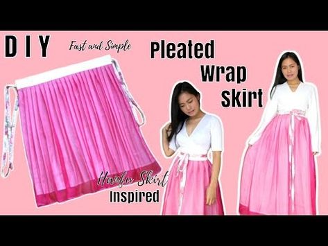 DIY Pleated Wrap Skirt Tutorial || How to Make Hanfu Skirt Pattern|| DIY Pleated Maxi Skirt Tutorial - YouTube Hanfu Skirt Pattern, Wrap Skirt Diy, Wrap Skirt Tutorial, Hanfu Skirt, Pleated Skirt Pattern, Maxi Skirt Tutorial, Skirt Sewing Pattern, Skirt Sewing, Skirt Tutorial