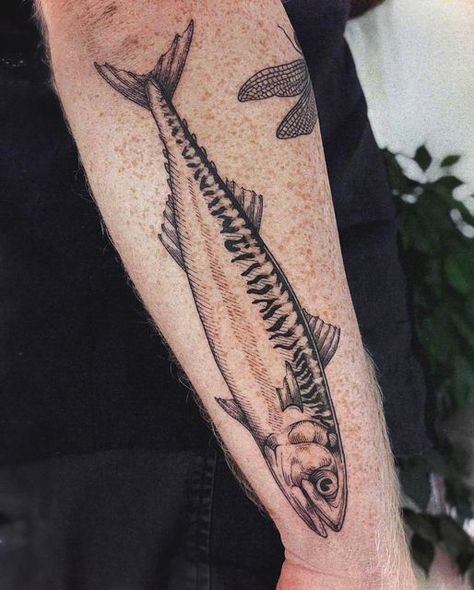 Sam ✵ Claw on Instagram: "Holy mackerel, this was way more fun than it had any business to be. Thank you for working with me on this one, Ethan!" Sea Tattoo Sleeve, Old Style Tattoos, Worldwide Tattoo, Indian Feather Tattoos, Starfish Tattoo, Stick Tattoo, Artwork Tattoo, Woodcut Tattoo, Food Tattoos