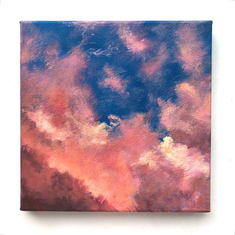 acrylics on canvas, 20x20cm Cloudy Painting, Painted Clouds, Cotton Candy Sky, Fluffy Clouds, Pink Clouds, Cotton Candy, The Sky, Stretch Canvas, Acrylic Painting