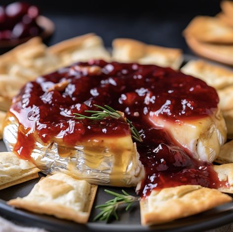 Baked Brie With Cranberry Chutney, Cranberry Chutney Recipes, Baked Brie With Cranberry Sauce, Baked Brie With Cranberry, Cranberry Baked Brie, Baked Brie With Jam, Brie Cranberry, Cranberry Baking, Red Wine Reduction