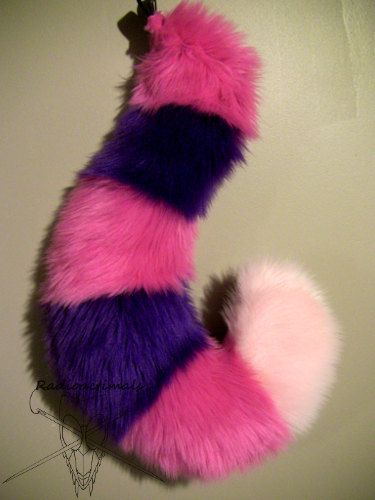 Purple and Pink Curled Cheshire Cat Tail for by KillawattKitten Chesire Cat Costume, Cheshire Cat Tail, Cat Tail Costume, Cheshire Cat Cosplay, Cheshire Cat Halloween, Pink Halloween Costumes, Cheshire Cat Costume, Pink Curls, Cat Ears And Tail