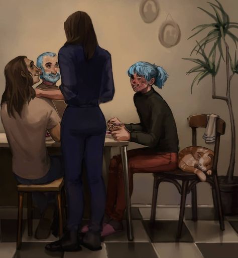 Cozy evening. Sweet family♥️ . . Credit to ах да точно (VK) #sallyface #salfisher #larryjohnson #henryfisher #lisajohnson #sallyfacegizmo… Sally Man, Little Misfortune, Sally Face Game, Larry Johnson, Sf Art, Sally Face, Indie Horror, Two Cats, Silly Faces