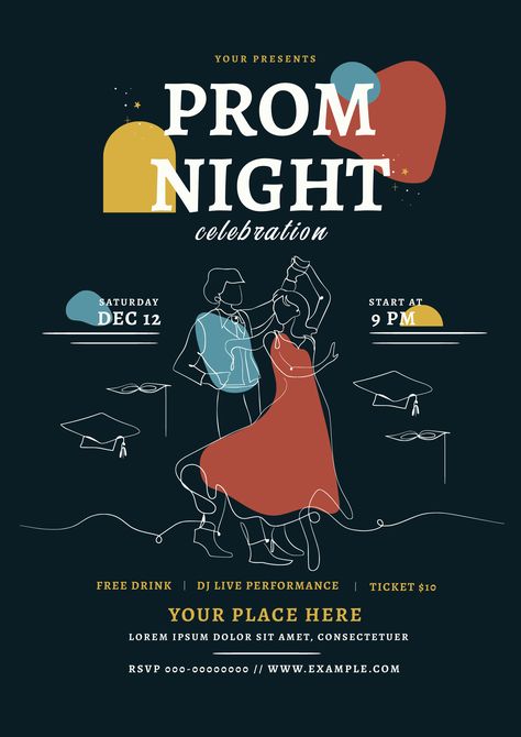 Prom Poster Ideas Graphic Design, Prom Night Poster Design, Formal Poster Design, Prom Poster Design, Night Graphic Design, Prom Highschool, Prom Poster, Retro Prom, Prom Posters