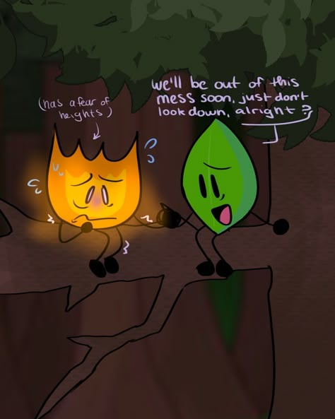 I was roleplaying with leafy on c.ai (not THAT kind of rp o_o;) so just drew some of what happened cuz why not- and idk how firey isn't lighting both leafy and the tree on fire Evil Forest, Tree On Fire, Object Drawing, I Dont Have Friends, Silly Images, Forest Fire, Im Crazy, Phone Wallpaper Images, My Themes