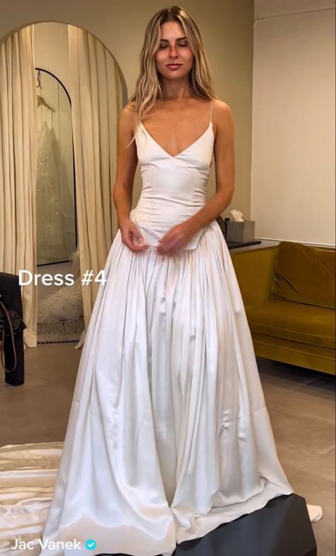 90s Wedding Dress Simple, Wedding Dress Juliet Sleeves, Love Actually Wedding Dress, Casual Simple Wedding Dress, Cinched Waist Wedding Dress, Satin Timeless Wedding Dress, Kim Kosas Wedding Dress, Greta Louise Tome Wedding, Ready Or Not Wedding Dress