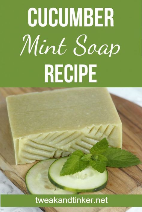 Mint Soap Recipe, Cucumber Soap, Mint Soap, Easy Soap Recipes, Diy Soap Recipe, Mint Essential Oil, Fresh Cucumber, Cold Process Soap Recipes, Handmade Soap Recipes