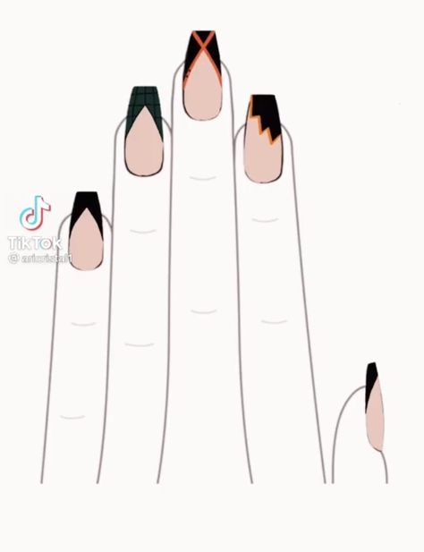 Bakugou Inspired Nails, Mha Nails Bakugo, Bakugo Nails Design, Toga Nails, Bakugo Inspired Nails, Aizawa Nails, Mha Inspired Nails, Simple Anime Nail Ideas, Mha Nail Designs