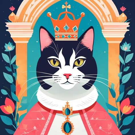 Cat Kingdom, Cat Queen, Cat Kingston, Royal Cat Aesthetic, Cats As Royalty, Royal Cat Portrait, Queen Of England, Art Digital, Artsy Fartsy