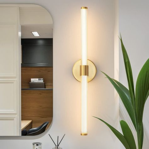 Gednbo Gold LED Bathroom Vanity Lights Fixtures Over Mirror 22.44 inch Modern 360° Sconces Wall Lighting Bar 20W 3600K Warm Light for Farmhouse Bedroom Living Room - - Amazon.com Dresser Light, Golden Bathroom, Gold Vanity Light, Led Bathroom Vanity Lights, Gold Wall Lights, Vanity Lights Bathroom, Vanity Light Bar, Bathroom Lamp, Light Fixtures Bathroom Vanity