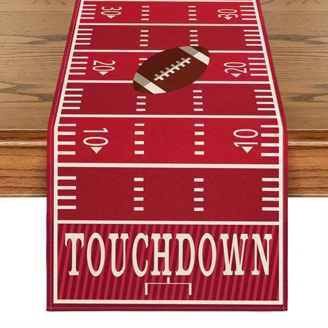 :)e Red Touch American Football Court Table Runner Rugby - Temu Football Court, Fall Birthday Party, Candy Buffet Tables, Party Kitchen, Fall Birthday Parties, Dining Table Decoration, Touch Down, Funky Home Decor, Kitchen Dining Table