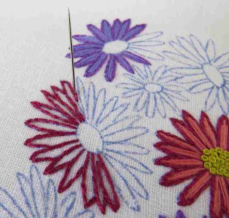 Hand Embroidery Patterns Free Templates, Embroidery Patterns Free Templates, September Aster, Free Hand Embroidery, Aster Flowers, Hand Embroidery Patterns Free, Aster Flower, Flower Outline, Beautiful Flower Designs