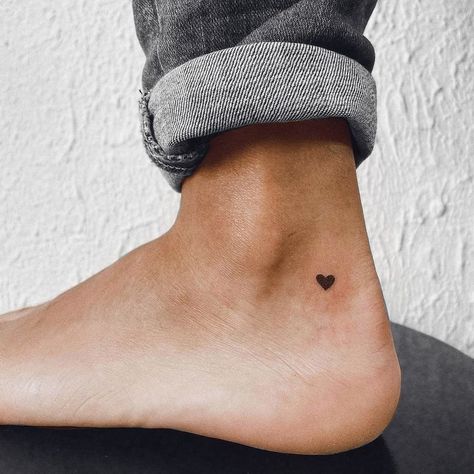 Heart Ankle Tattoo, Heart Tattoo Ankle, Tiny Foot Tattoos, Tiny Heart Tattoos, Tiny Wrist Tattoos, Small Heart Tattoos, Boho Tattoos, Tasteful Tattoos, Petite Tattoos