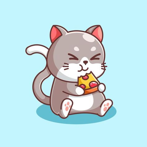 Cute cat eating pizza cartoon | Premium Vector #Freepik #vector #food Drawing For Embroidery, Cat Eating Pizza, Eating Drawing, Vet Study, Cartoons Eating, Lover Drawing, Eat Logo, Cat Pizza, Pizza Cartoon