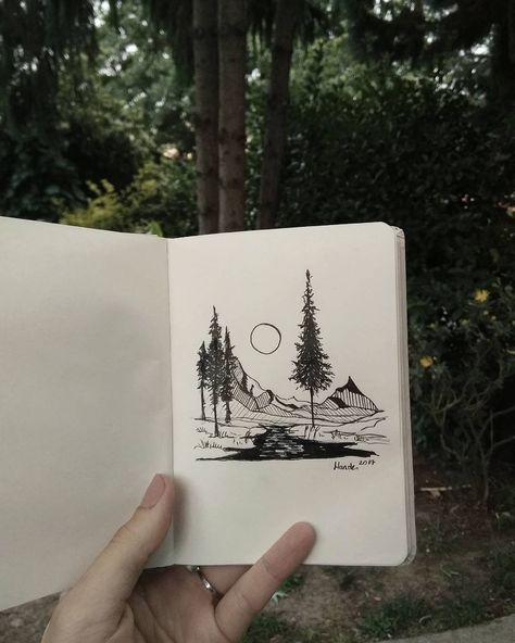 Not all those who wander are lost. Funky Sketches, Draw Forest, Lil Sketches, Pocket Sketchbook, Journal Sketches, Clear My Mind, Aesthetic Artsy, Beginner Sketches, Ink Pen Art