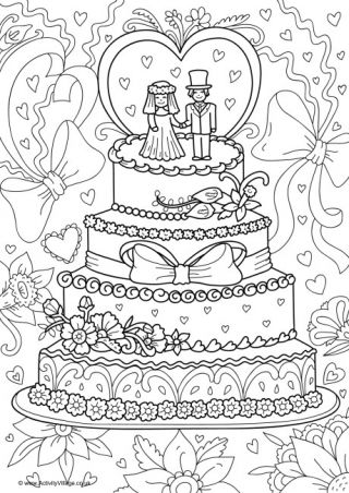 Wedding Cake Colouring Page 2 Wedding Cake Coloring Page, Wedding Colouring Printables, Wedding Cake Color, Cake Coloring Pages, Cake Coloring, Wedding Coloring Pages, Wedding Reception Activities, Cupcake Coloring Pages, Super Mario Coloring Pages