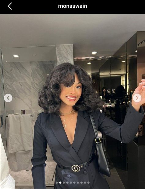 Black Short Wigs For Black Women, Classy Hairstyles Aesthetic, Black Women Classy Hairstyles, Vintage Curls Black Women, 90s Blowout Hair Black Women Short, Old Money Hairstyles Black Woman, Blowout Hairstyles Black Women Short Hair, 90s Black Women Hair, Classy Hairstyles Black Women