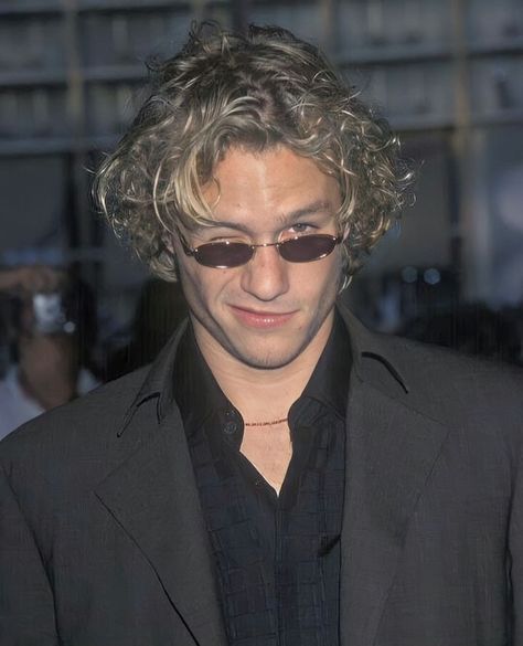 heath ledger aesthetic hd boyfriend material handsome icon icons 90 90s Heath Ledger, Curly Hair, A Man, Sunglasses, Hair, Black, Instagram