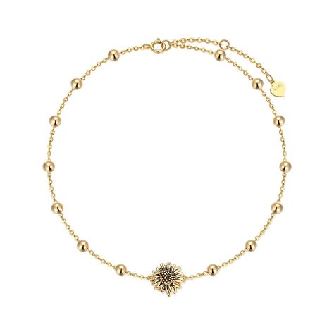 PRICES MAY VARY. ♥ Metal ♥14k real gold (58.5% pure gold, Not just a covering of gold-plated ). This womens 14kt gold anklet is Nickel-free and high-quality. ♥ Theme ♥ - Beautiful Sunflower means "You are my sunshine in my heart" . Great gift for women. ♥ Measurement ♥ Sunflower: 0.37'' * 0.4''; Chain Length: 8+1+1 inch, total length 10 inch. (Note: This anklet is small but durable) ♥Gift for Her ♥ The 14 karat gold sunflower anklets bracelets packaged in a box is a great gift for mother, wife, Sunflower Anklet, Sunflower Charm, Bracelet Packaging, Charm Anklet, Sunflower Ring, Sunflower Jewelry, Sunflower Pendant, Gold Anklet, Great Gifts For Women