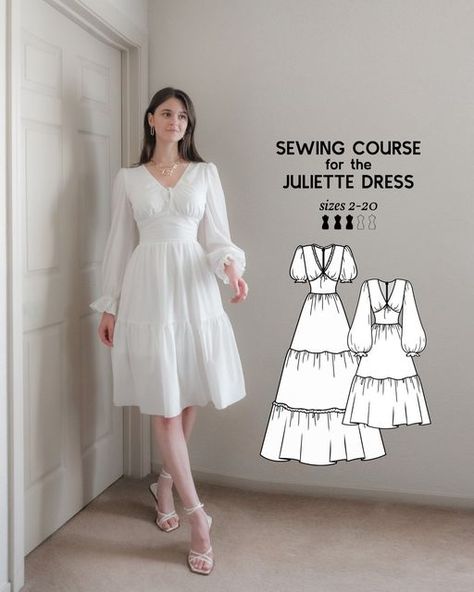 Lantern Sleeve Dress Pattern, Clothing Patterns Dresses, Free Womens Clothing Sewing Patterns, Beginner Dress Pattern Free, Dress Sewing Patterns Free Easy, Diy Dress Pattern Easy, Dress Patterns Sewing, Sewing Dress Patterns, Long Sleeve Dress Pattern