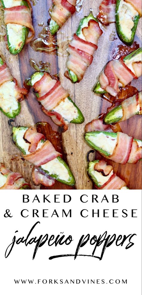 Crab And Cream Cheese Stuffed Jalapenos, Crab Stuffed Jalapeno Peppers, Crab Jalapeno Poppers, Shrimp Jalapeno Poppers, Cream Cheese Jalapeno, Cream Cheese Jalapeno Poppers, Cream Cheese Stuffed Jalapenos, Bacon Wrapped Shrimp, Bacon Wrapped Jalapenos