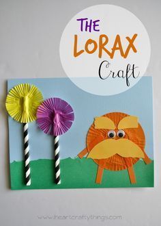 The Lorax Cupcake Liner Kids Craft to go with the classic Dr. Seuss book. Great craft for Dr. Seuss' birthday. Lorax Craft, Dr Seuss Art, Dr Seuss Preschool, Dr Seuss Classroom, Snail Craft, Dr Seuss Activities, Dr Seuss Crafts, March Crafts, Seuss Classroom