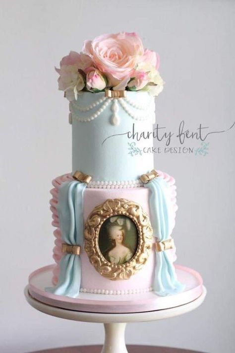 Bridgerton Cake Ideas, Marie Antoinette Cake, Elegant Birthday Cake, Bridgerton Party, Sweet Sixteen Cakes, Dessert Book, Big Wedding Cakes, Quinceanera Cakes, Elegant Birthday Cakes