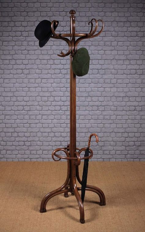 Coat Stand Hallway, Antique Coat Rack, Hat And Coat Stand, Vintage Coat Rack, Hotel Floor, Hat Stand, Standing Coat Rack, Cottage Exterior, Coat Stand