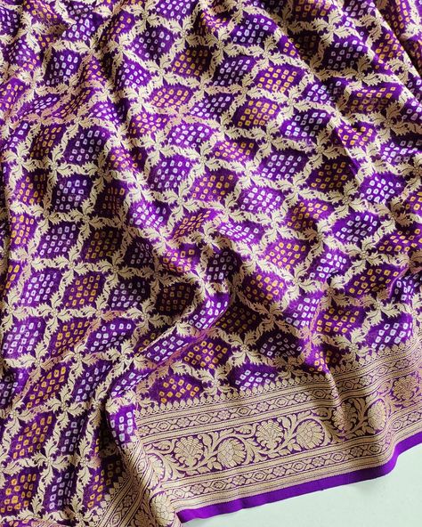 ***SOLD***DISCOUNT PRICE INR 13,500 ORIGINAL PRICE INR 17,000 Pure Banarasi georgette neemzari bandhani saree. The saree comes with unstitched blouse piece. Base colour- Shade of Purple . For details and purchase options please dm us directly or WhatsApp on +91 89209 18425 . . Please note there may be variations in colors due to photography lights and the device used for viewing. This piece has hand tied bandhani and dyed manually and may have slight irregularities that are a natural outcome ... Patterns Photography, Outfit Indian, Pattern Photography, Bandhani Saree, Indian Textiles, Discount Price, Shades Of Purple, Light Photography, Color Shades