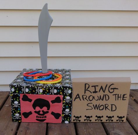 Pirate Party Game: Ring Around the Sword: great website for pirate and other ideas! Pirate Party Games, Mermaid Pirate Party, Pirate Games, Pirate Theme Party, Pirate Day, Viborg, Pirate Birthday Party, Ring Toss, Safe Harbor