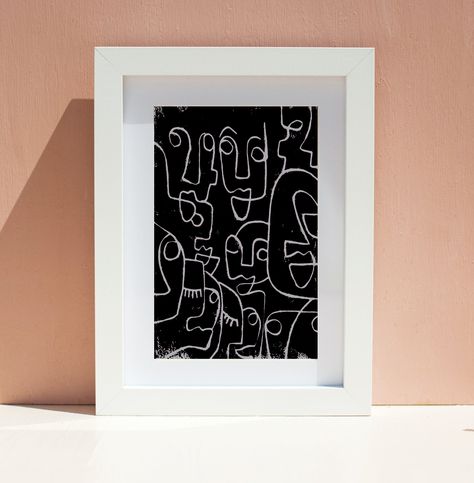 Freue mich, euch diesen Artikel aus meinem Shop bei #etsy vorzustellen: Linoldruck - Abstrakte Gesichter Lino Art, Abstract Faces, Lino Print, Simple Art, Linocut Prints, Printing Techniques, Art Paint, White Art, Abstract Backgrounds