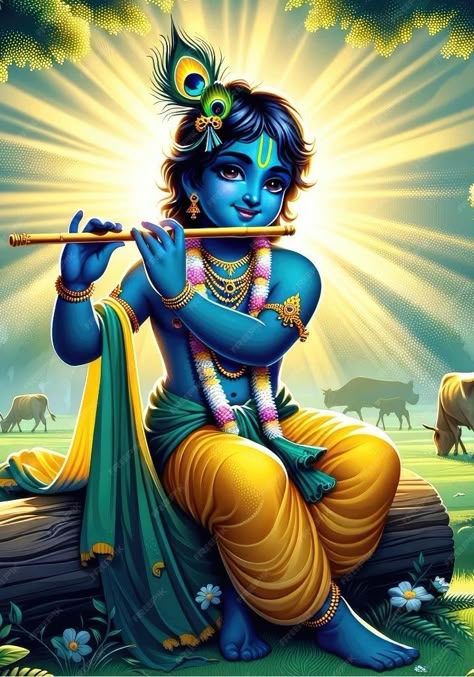 Shri Krishna Hd Wallpaper, Krishna Hd Wallpaper 1080p, Krishna Cute, Krishna Image, Animals With Horns, Wallpaper 1080p, Ancient Indian Art, Devi Images, God Pics