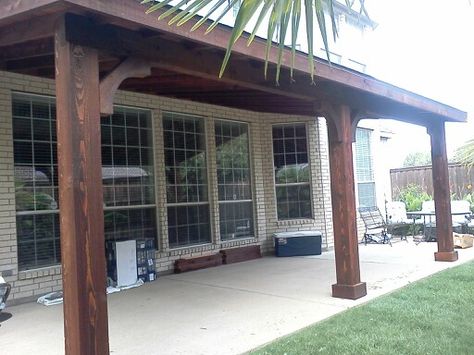 Shed roof cedar patio cover 1 Pergola Patio Extension, Shed Covering Ideas, Lean To Patio Cover, Covered Pergola Patio, Sunrise House, Cedar Patio, Cabin Porches, Backyard Refresh, Sidewalk Landscaping