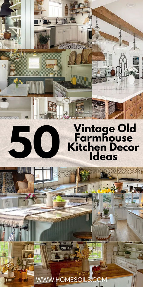 Explore 50 charming old farmhouse kitchen ideas that blend rustic elegance with modern functionality. From sunlit nooks to reclaimed wood islands, create a warm, inviting space for family and friends. #FarmhouseKitchen #RusticCharm #HomeDecor Old Furniture In Kitchen, Shabby Kitchen Ideas, Farmhouse Retro Kitchen, Vintage Farmhouse Style Kitchen, Old School Farmhouse Kitchen, Old Farmhouse Ideas, 1930s Farmhouse Kitchen, Antique Kitchen Decor Ideas, Vintage Kitchen Island Ideas