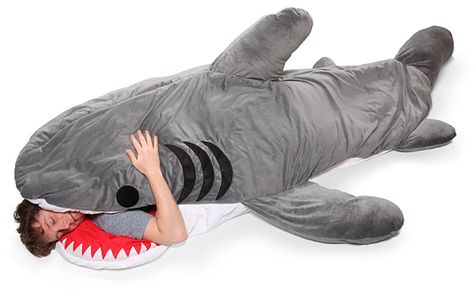 Chumbuddy Sleeping Bag, Looks Like a Shark is Eating You Alive Shark Sleeping Bag, Best Sleeping Bag, Geek Toys, Think Geek, Shark Week, Great White Shark, Sleeping Bag, Akita, Sharks