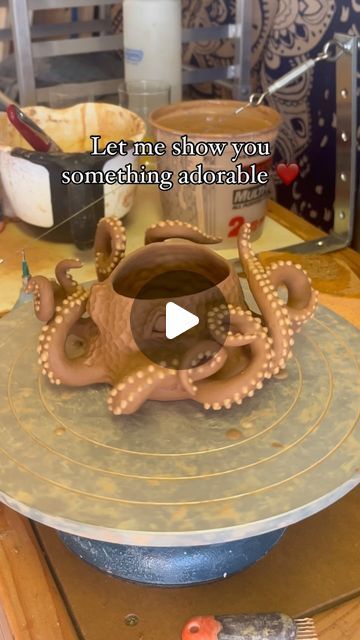 Octopus Planter, Diy Plaster, Animal Planters, Ceramic Animals, February 22, Artist On Instagram, Working Hard, Ceramic Clay, Ceramic Planters