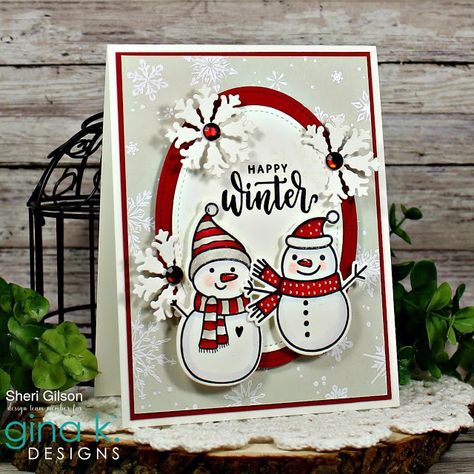 Company Christmas Cards, Snowman Christmas Cards, Create Christmas Cards, Christmas Cards Kids, Gina K Designs, Snowman Cards, Gina K, Christmas Card Inspiration, Happy Winter