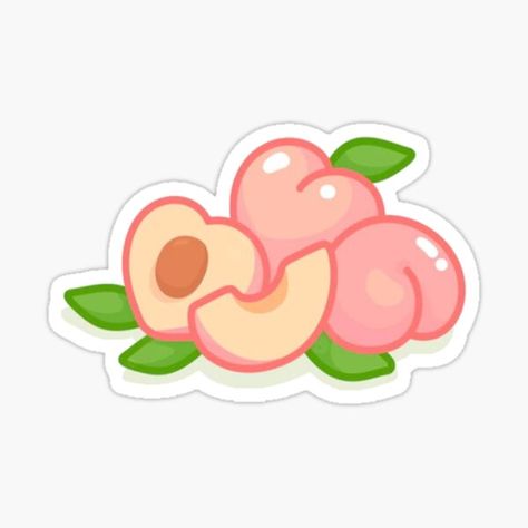 Peach Art Cute, Peach Sticker, Peach Pattern, Peach Art, Kawaii Design, New Sticker, Cute Doodles, Cartoon Illustration, Peaches