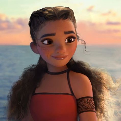 Digital artist Yudelmis "Yudie" San Emeterio is giving Disney characters modern glow-ups on TiKTok. Disney Princesses, Moana, The Ocean, A Girl, Long Hair, Disney, Hair