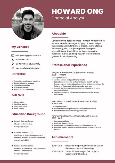 Executive Resume Template, Cv Template Professional, Executive Resume, Resume Writing Services, Professional Cv, Resume Writer, Financial Analyst, Cv Resume, Modern Resume Template