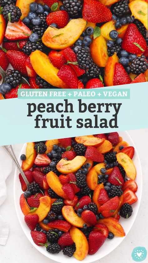 Summer Fruit Salad Recipe, Summer Fruit Salad, Summer Fruit Recipes, Easy Fruit Salad Recipes, Berry Fruit Salad, Vegan Peach, Fruit Salad Easy, Summer Salads With Fruit, Fresh Peaches