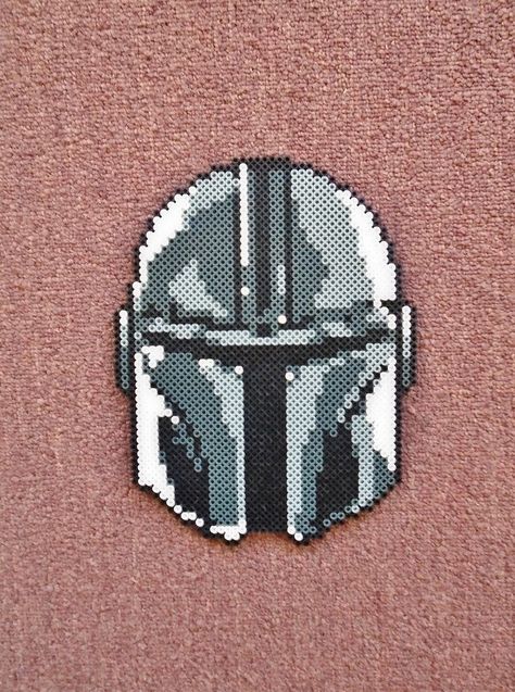 Perler Bead Mandalorian, Perler Mandalorian, Perler Beads Mandolorian, Grogu Perler Beads, Starwars Perler, Star Wars Perler Beads, Hello Kitty Star, Melted Beads, Beads Perler