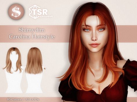 The Sims Resource - Carolina Hairstyle The Sims 4 Cabelos, Sims 4 Piercings, Mod Hair, Natural Straight Hair, Pelo Sims, Sims 4 Game Mods, Sims 4 Cc Folder, Sims 4 Dresses, Sims 4 Characters